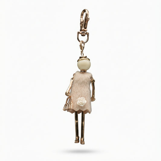Bijou Doll Purse Charm | Gold Beige Feux Fur