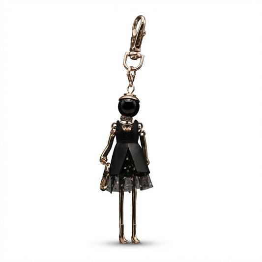 Bijou Doll Purse Charm | Gold Black Leather