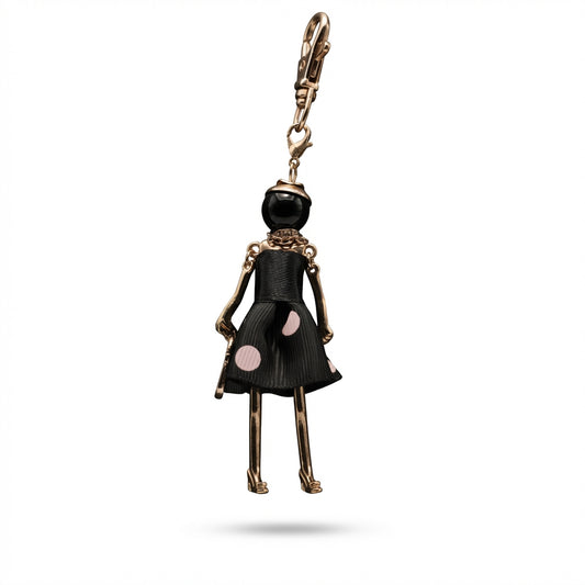 Bijou Doll Purse Charm | Gold Black Pink polka dots