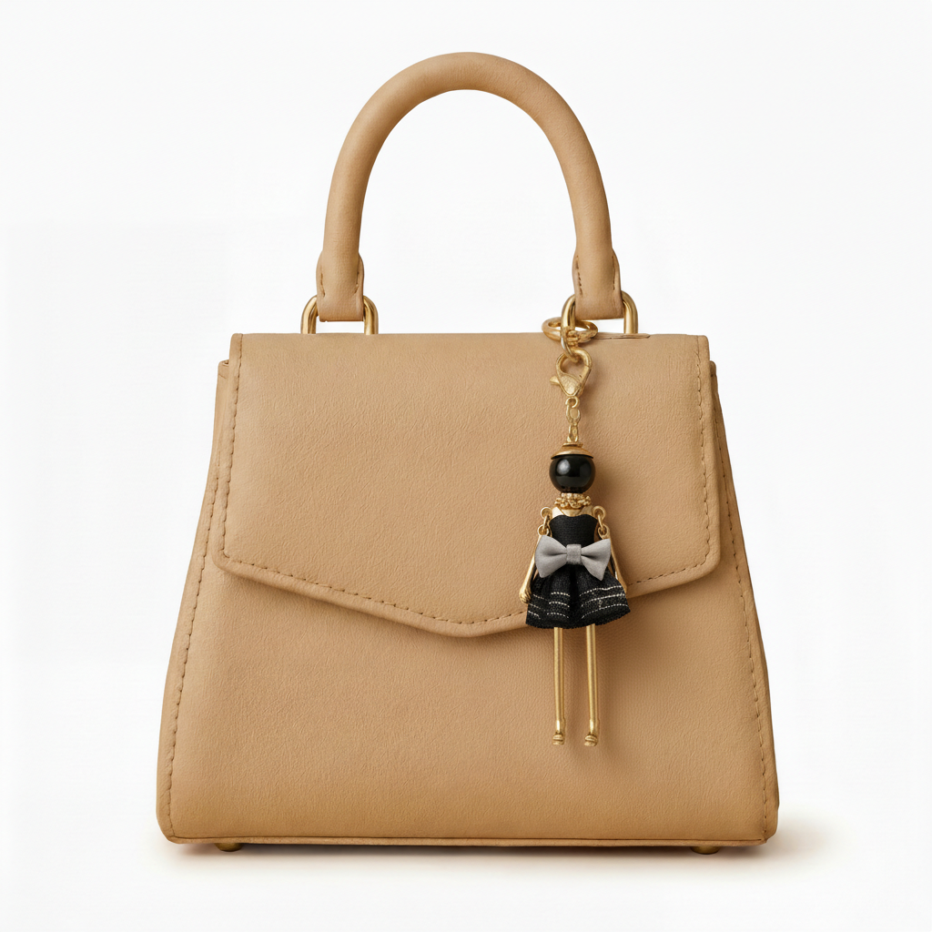 Bijou Doll Purse Charm | Gold Black Silver Bow