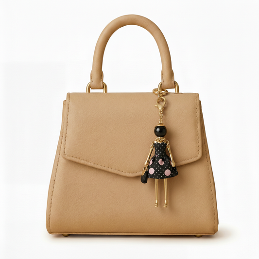 Bijou Doll Purse Charm | Gold Black White Dots