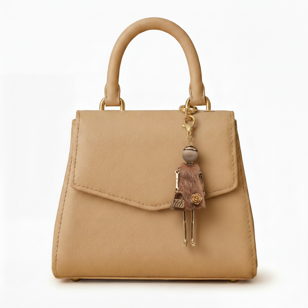 Bijou Doll Purse Charm | Gold Brown Feux Fur