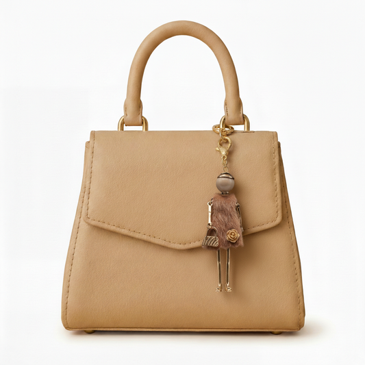 Bijou Doll Purse Charm | Gold Brown Feux Fur