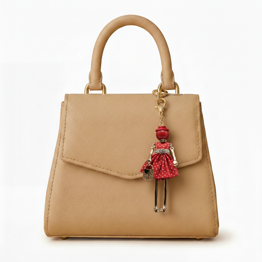 Bijou Doll Purse Charm | Gold Red White Dots