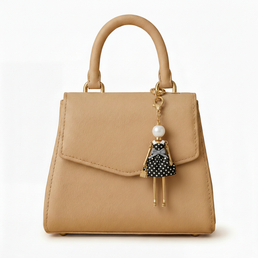 Bijou Doll Purse Charm | Gold White Black Dots