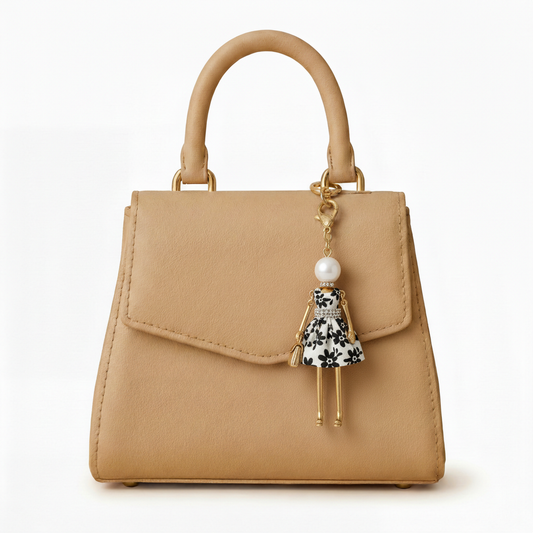 Bijou Doll Purse Charm | Gold White Floral