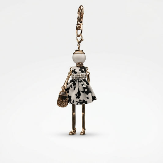 Bijou Doll Purse Charm | Gold White Floral