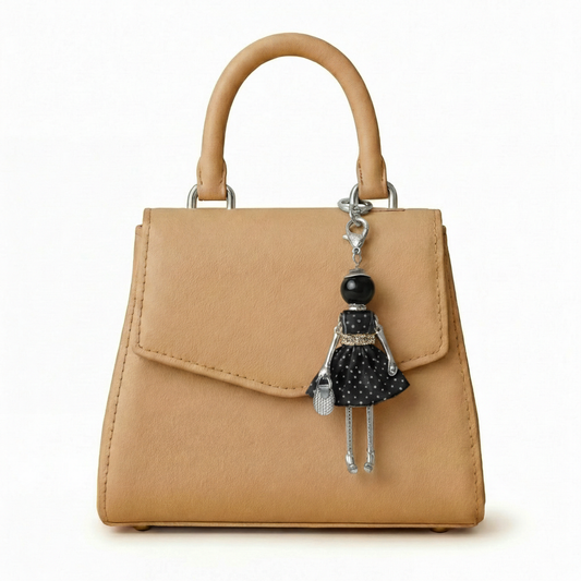 Bijou Doll Purse Charm | Silver Black White dots