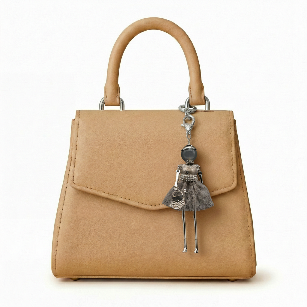 Bijou Doll Purse Charm | Silver Gray lace