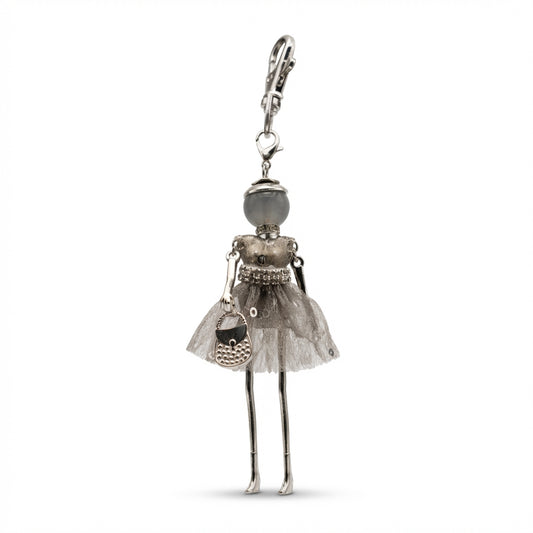 Bijou Doll Purse Charm | Silver Gray lace