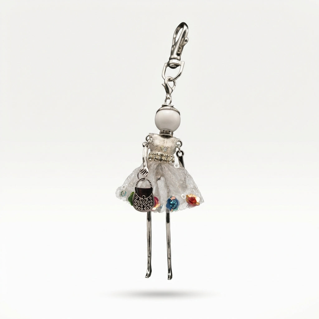 Bijou Doll Purse Charm | Silver Grey Sequins