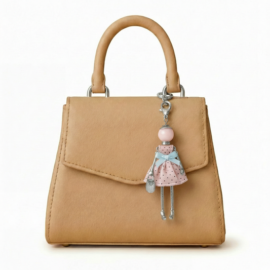 Bijou Doll Purse Charm | Silver Pink Blue Bow