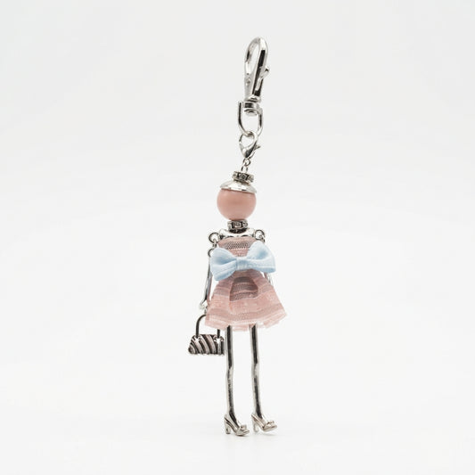 Bijou Doll Purse Charm | Silver Pink Blue Bow