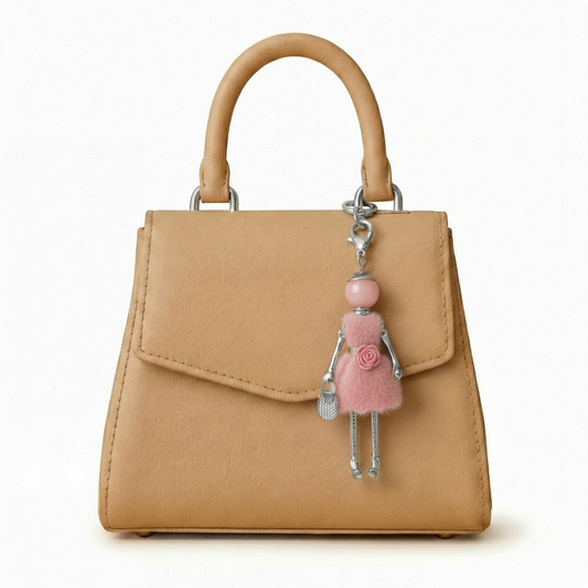 Bijou Doll Purse Charm | Silver Pink Feux Fur