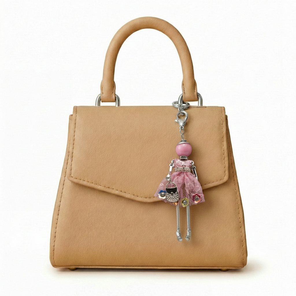 Bijou Doll Purse Charm | Silver Pink Sequins