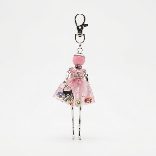 Bijou Doll Purse Charm | Silver Pink Sequins