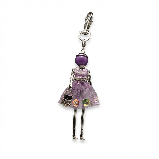 Bijou Doll Purse Charm | Silver Purple Sequins