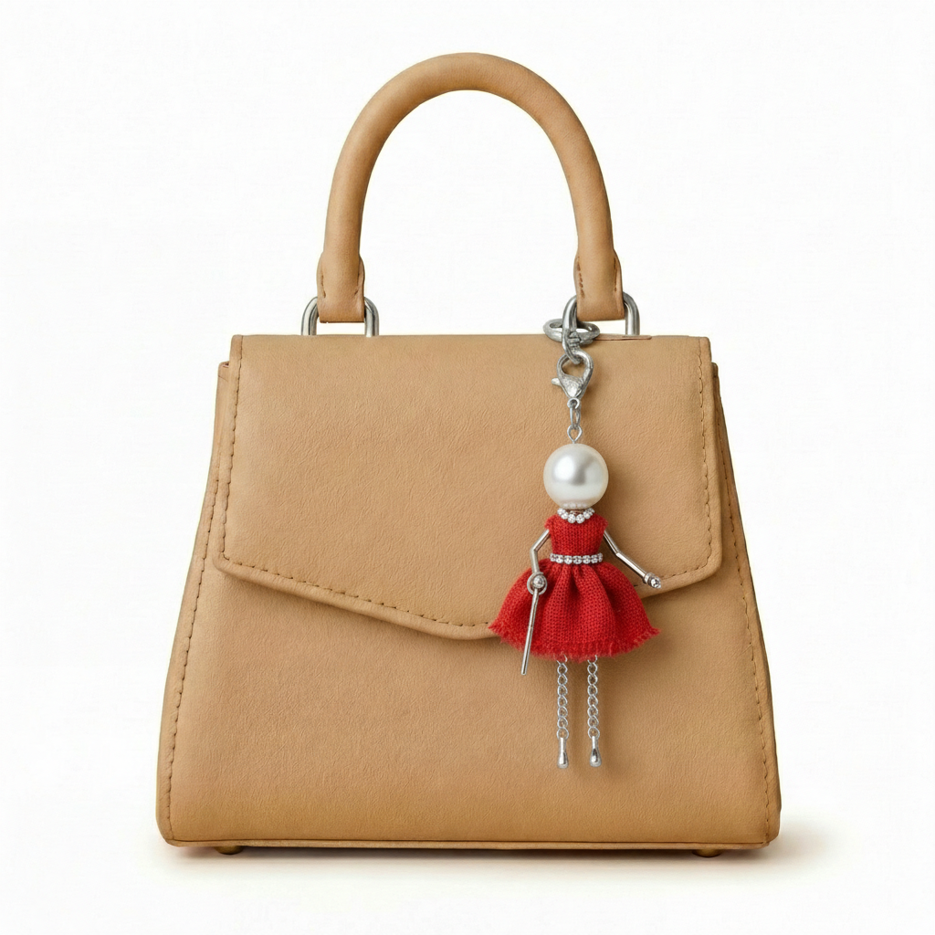 Bijou Doll Purse Charm | Silver Red Wool