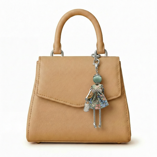 Bijou Doll Purse Charm | Silver Teal Floral