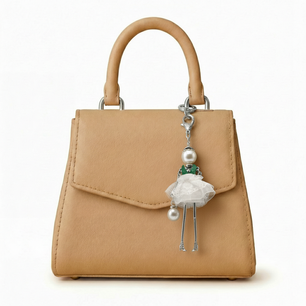 Bijou Doll Purse Charm | Silver White Lace