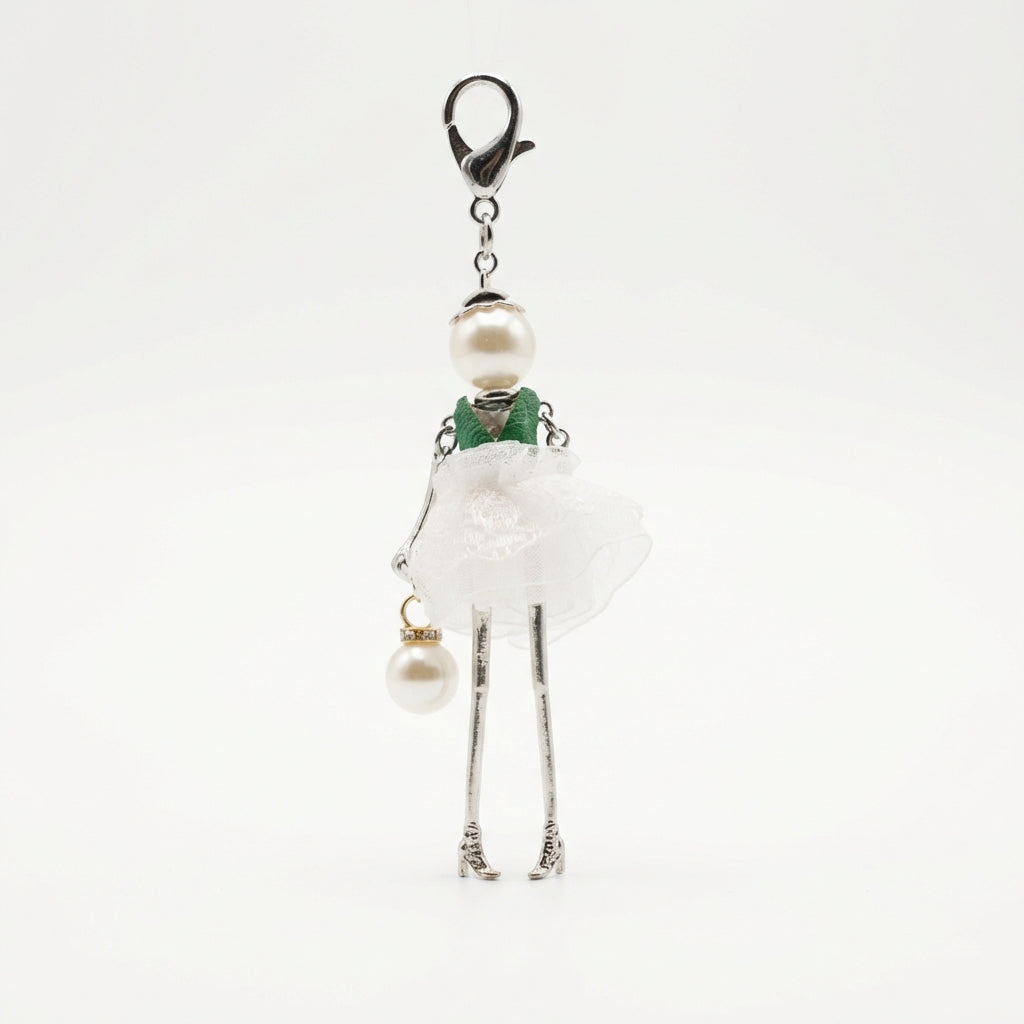 Bijou Doll Purse Charm | Silver White Lace