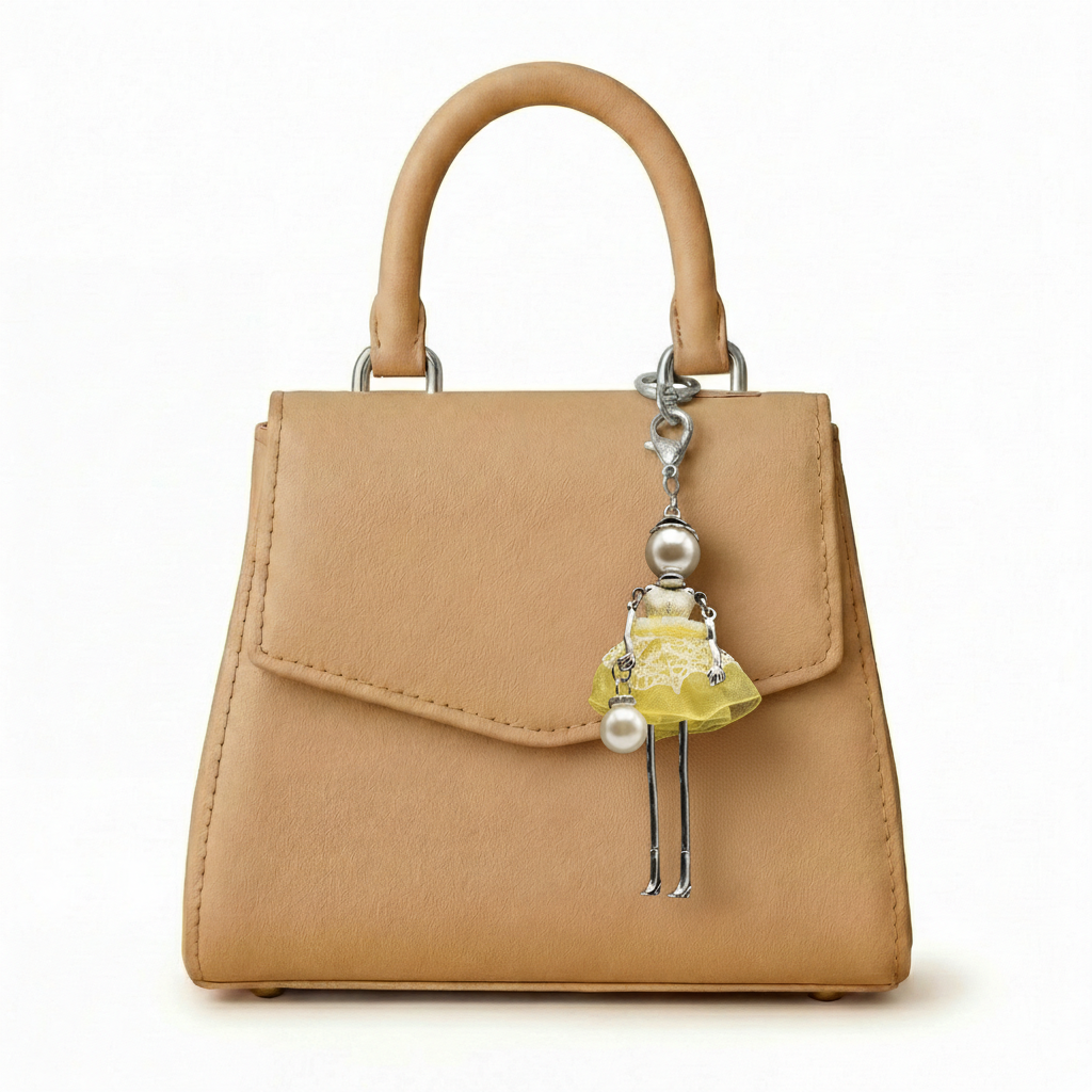 Bijou Doll Purse Charm | Silver Yellow Lace