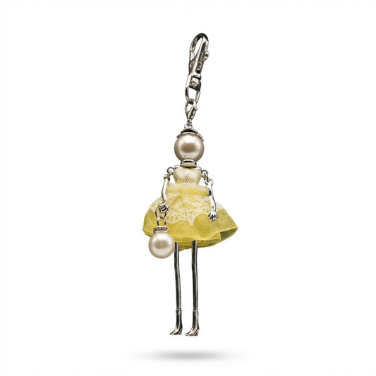 Bijou Doll Purse Charm | Silver Yellow Lace