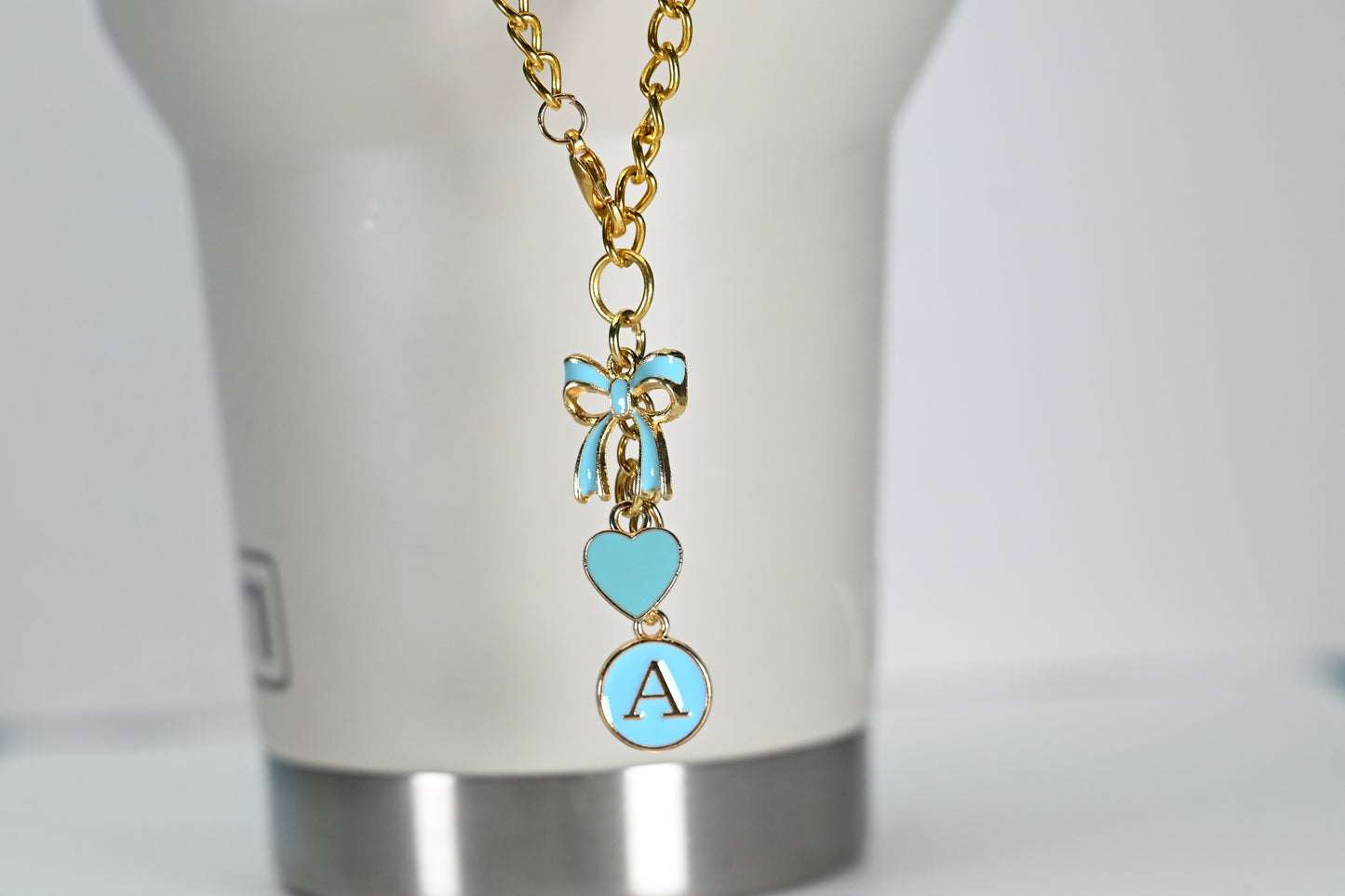 Monogram Charm | Gold Bow | Turquoise