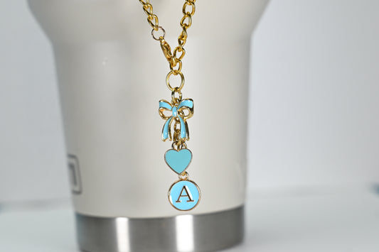 Monogram Charm | Gold Bow | Turquoise