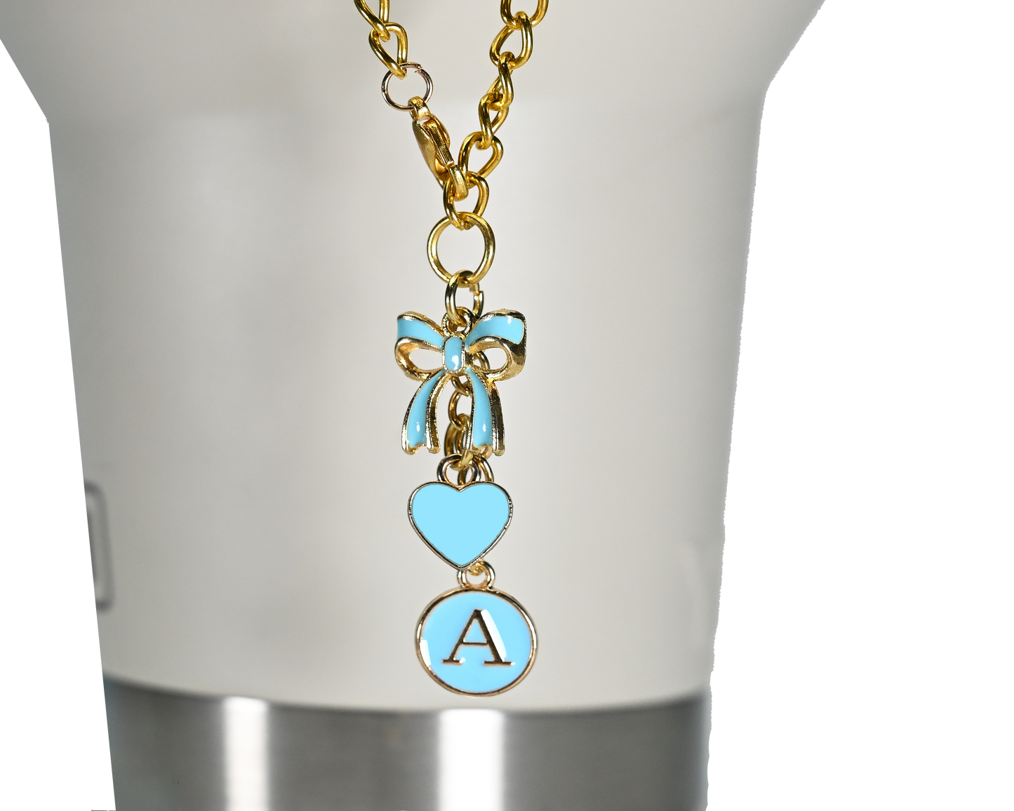 Monogram Charm | Gold Bow | Turquoise