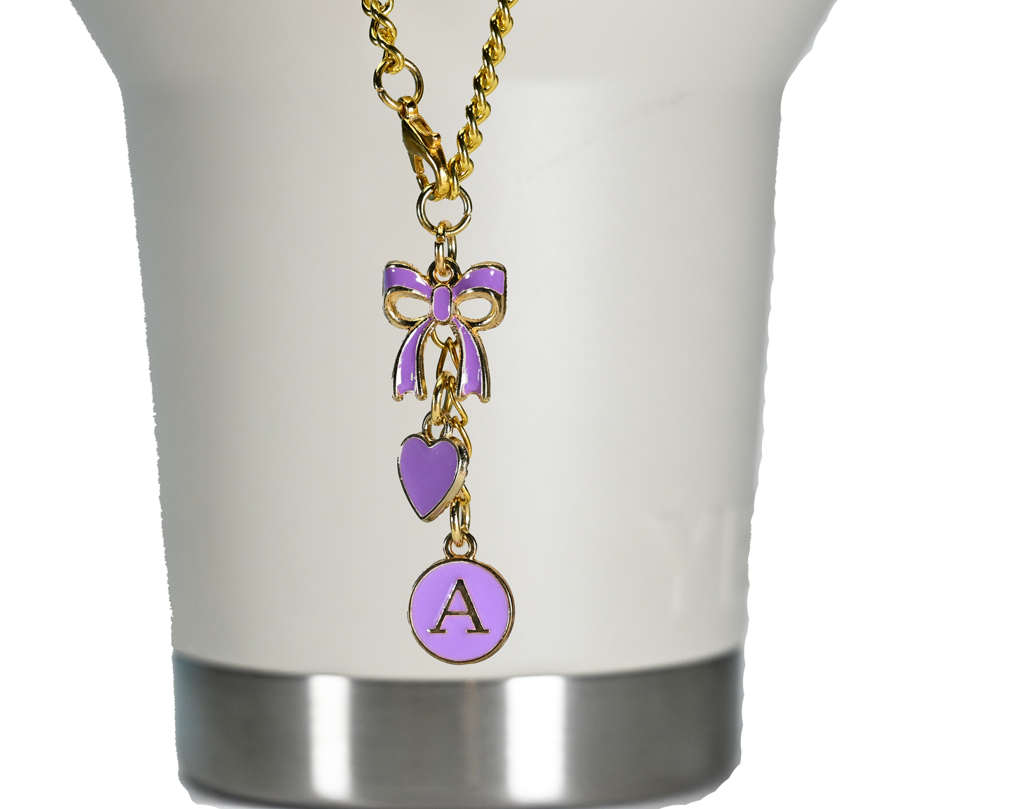 Monogram Charm | Gold Bow | Purple