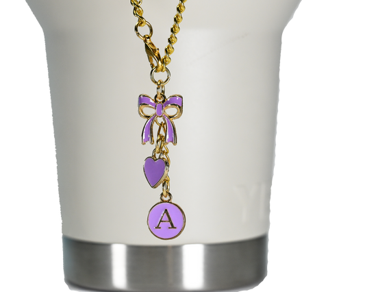 Monogram Charm | Gold Bow | Purple