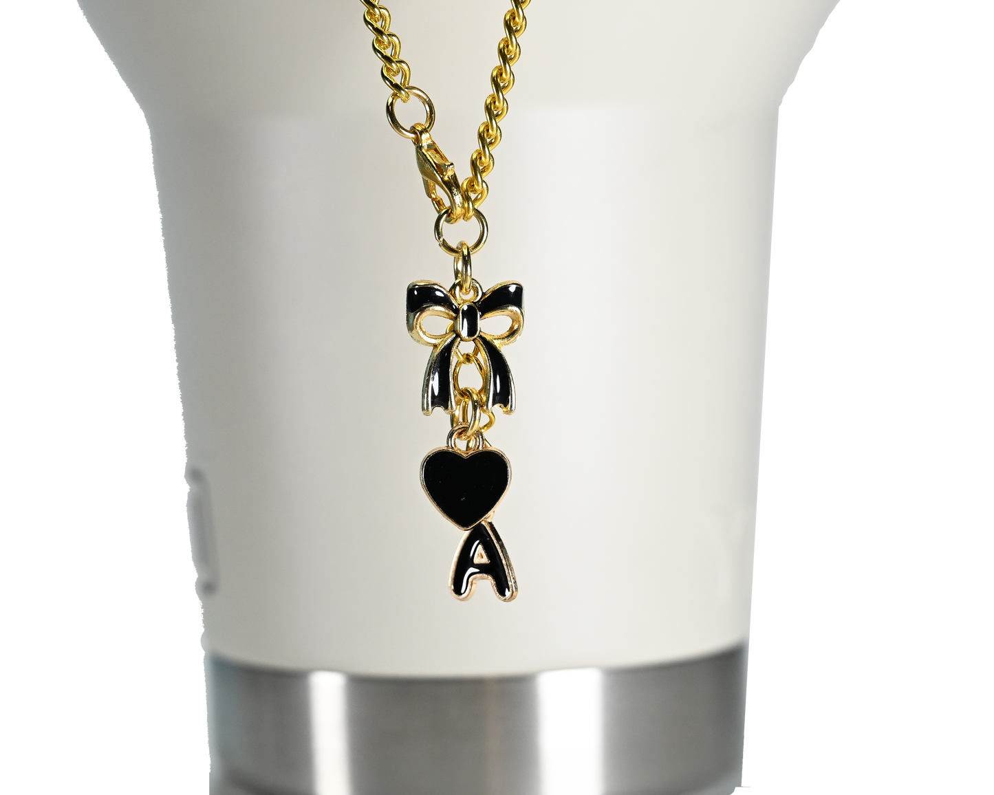 Monogram Charm | Gold Bow | Black