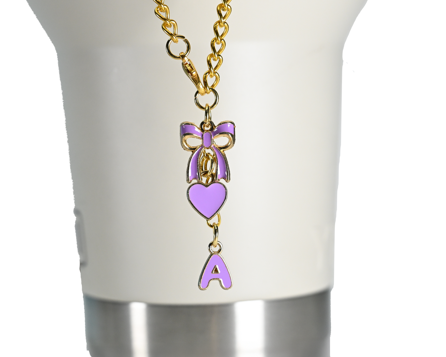 Monogram Charm | Gold Bow | Purple