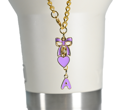 Monogram Charm | Gold Bow | Purple