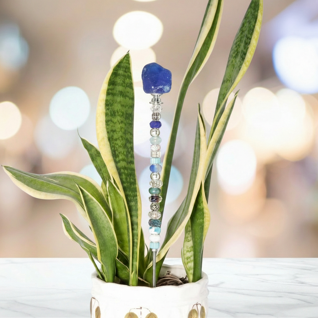 Fairy Garden Suncatcher Stakes | Beach Glass Dark Blue Gradient