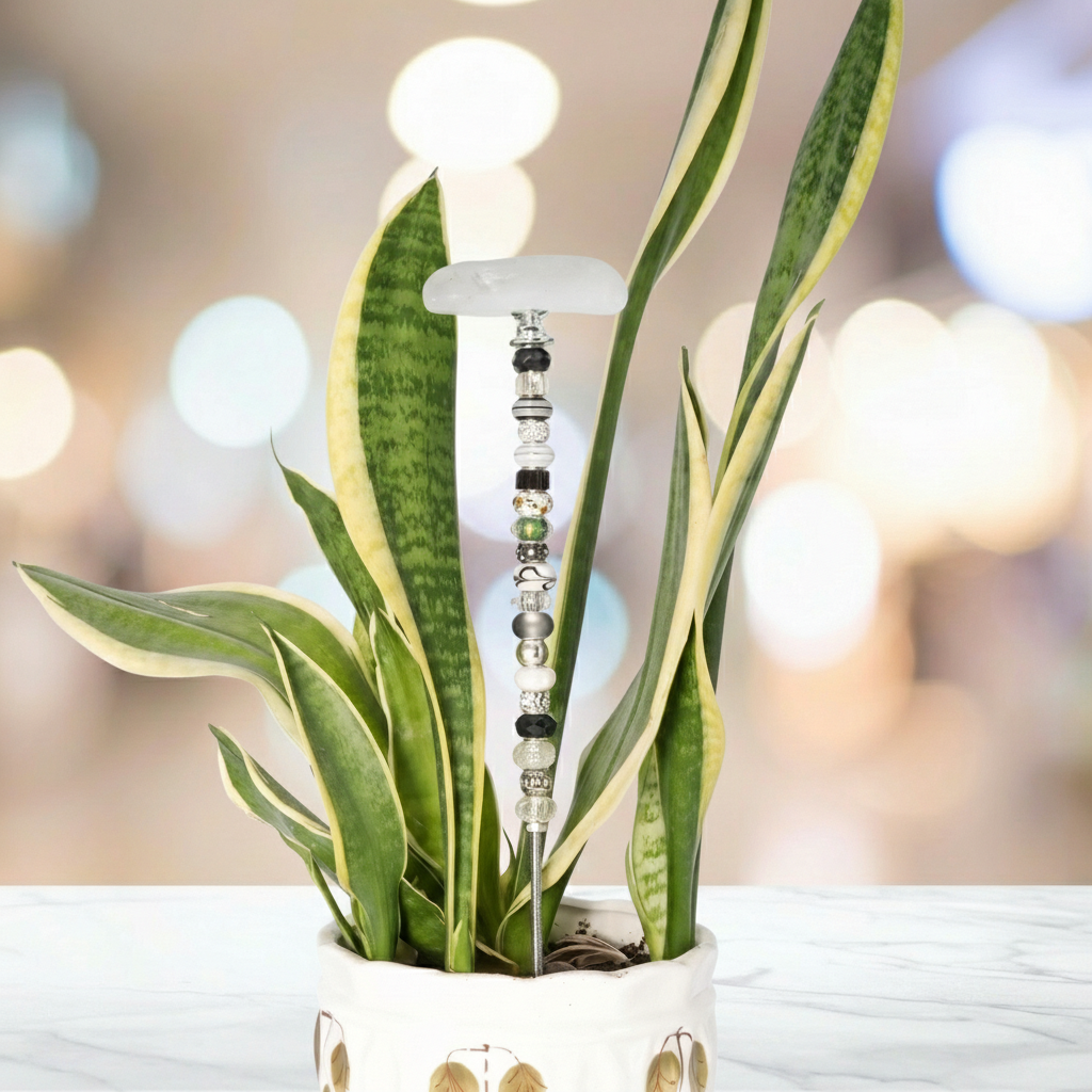 Fairy Garden Suncatcher Stakes | Beach Glass White with Black