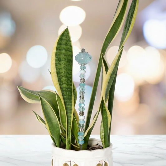 Fairy Garden Suncatcher Stakes | Bubble Glass Round Blue