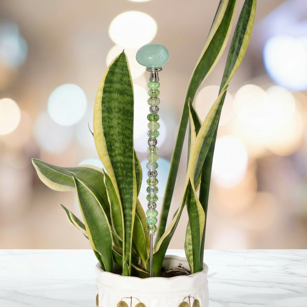 Fairy Garden Suncatcher Stakes | Bubble Glass Oval Green