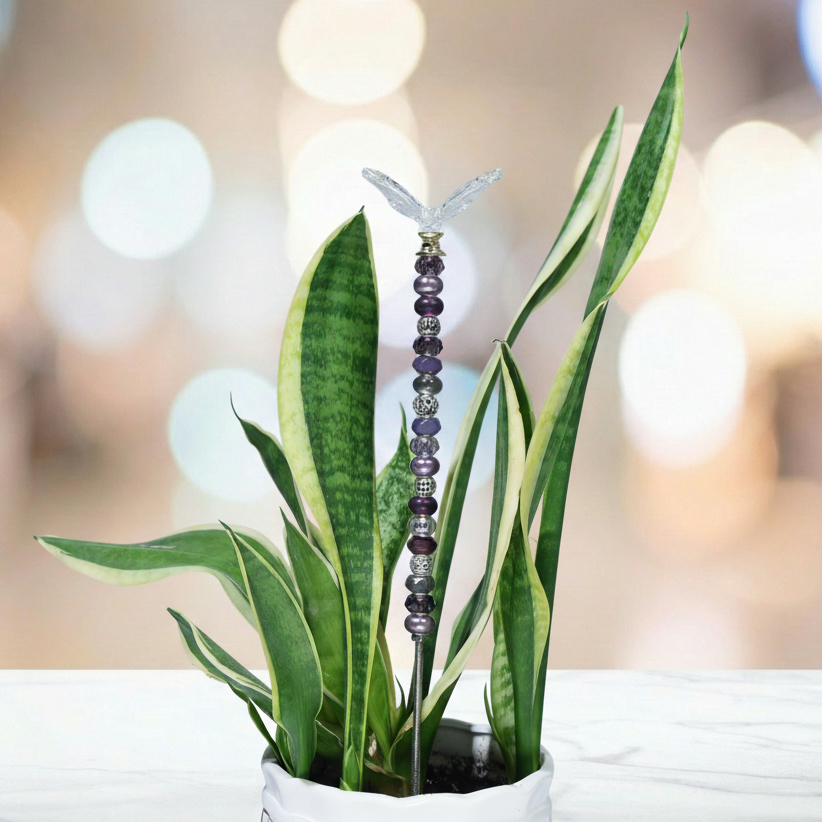 Fairy Garden Suncatcher Stakes | Butterfly Silver Purple