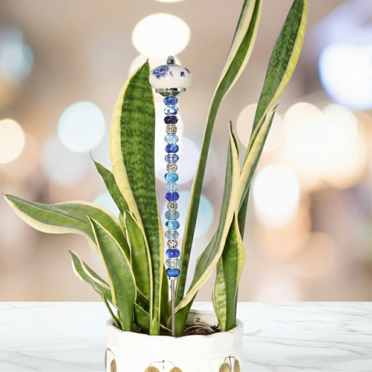 Fairy Garden Suncatcher Stakes | Ceramic Acorn Blue