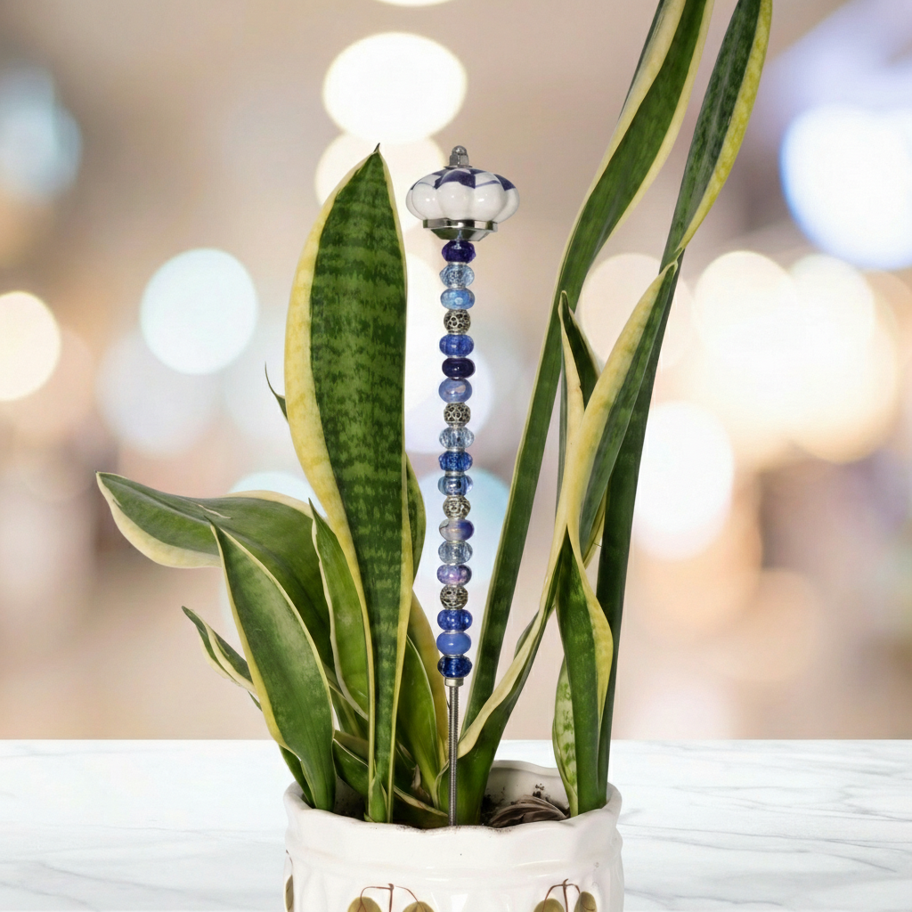 Fairy Garden Suncatcher Stakes | Ceramic Fluted Blue