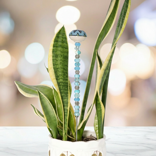 Fairy Garden Suncatcher Stakes | Ceramic Round Blue