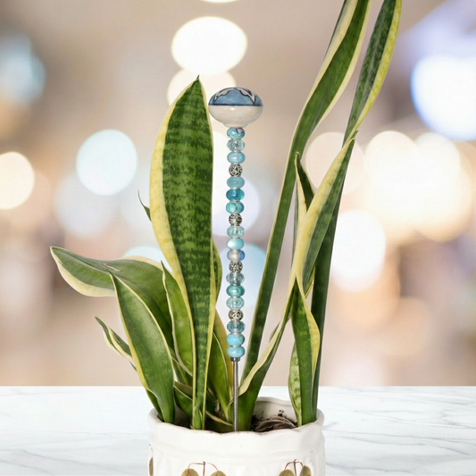 Fairy Garden Suncatcher Stakes | Ceramic Round Blue