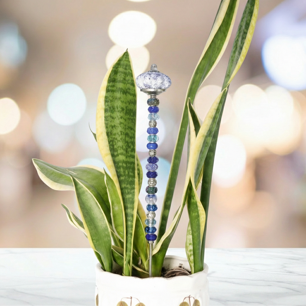 Fairy Garden Suncatcher Stakes | Ceramic Fluted Blue