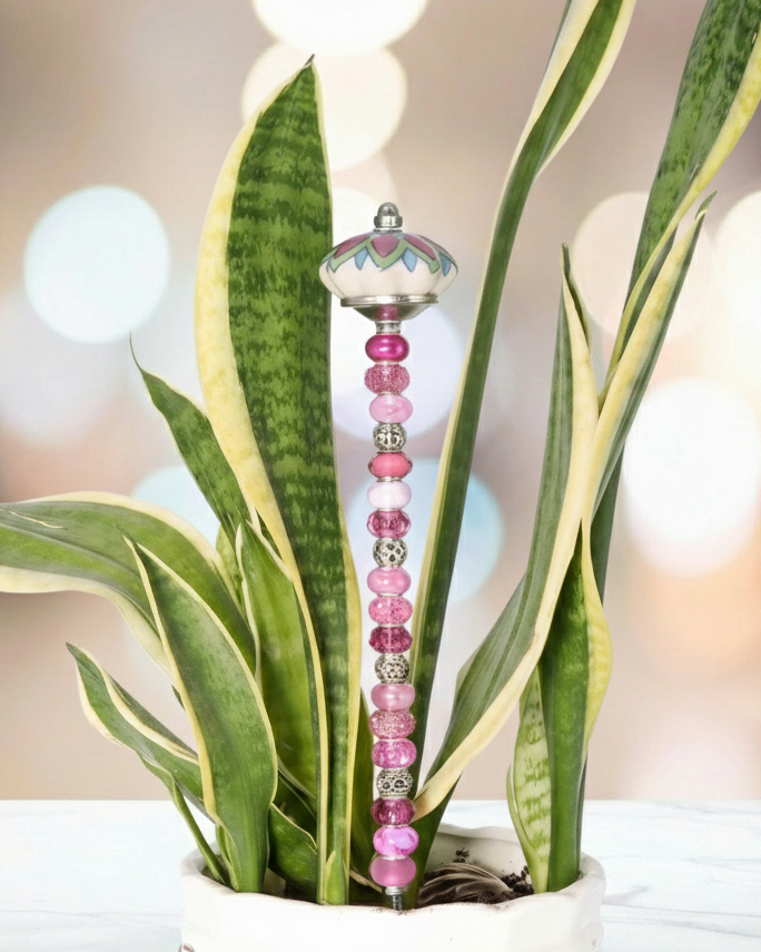 Fairy Garden Suncatcher Stakes | Ceramic Fluted Hot Pink