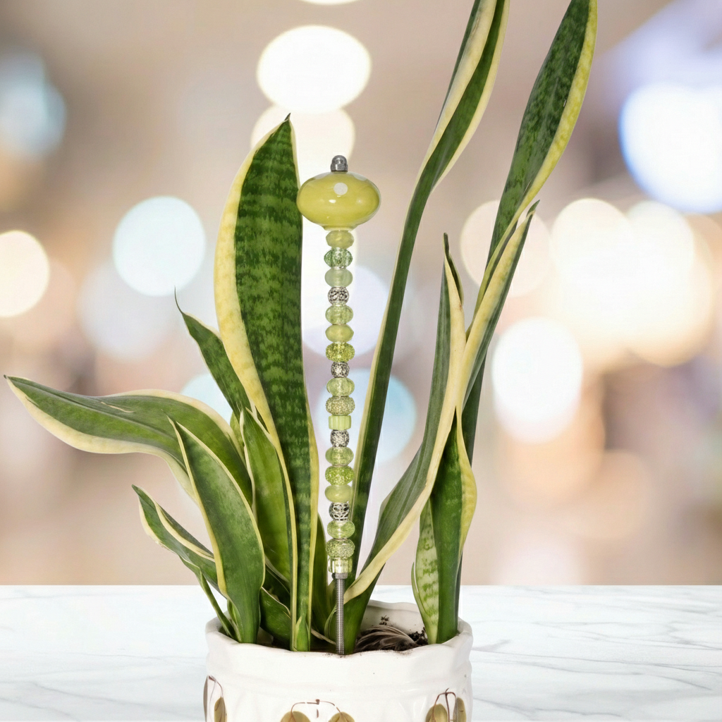 Fairy Garden Suncatcher Stakes | Ceramic Polka Dots Green