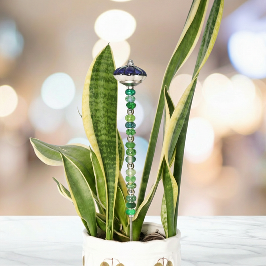 Fairy Garden Suncatcher Stakes | Ceramic Fluted Green Blue