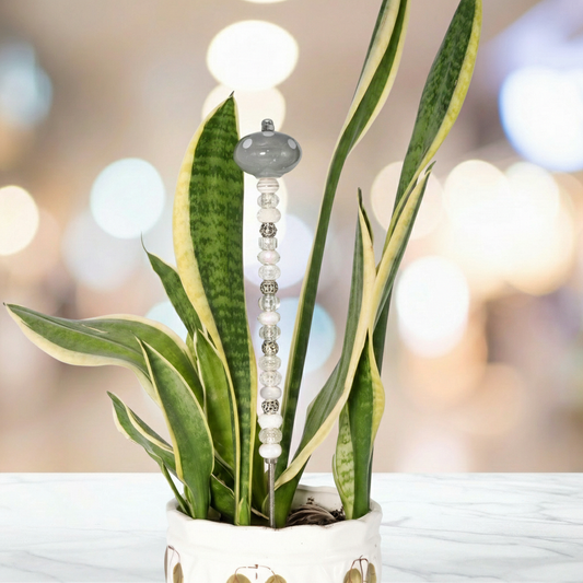 Fairy Garden Suncatcher Stakes | Ceramic Polka Dots Grey