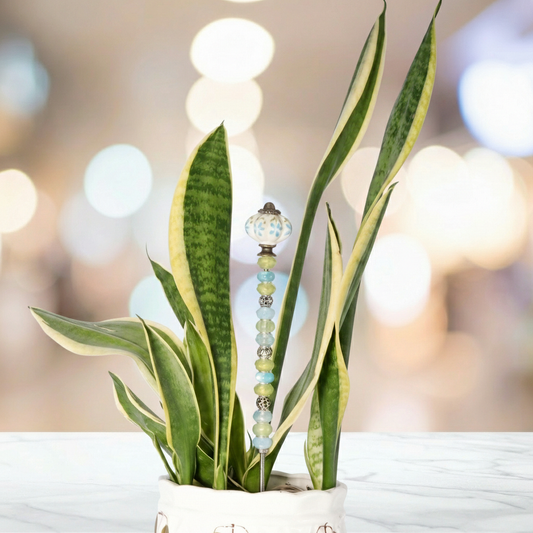 Fairy Garden Suncatcher Stakes | Mini Ceramic Fluted Blue